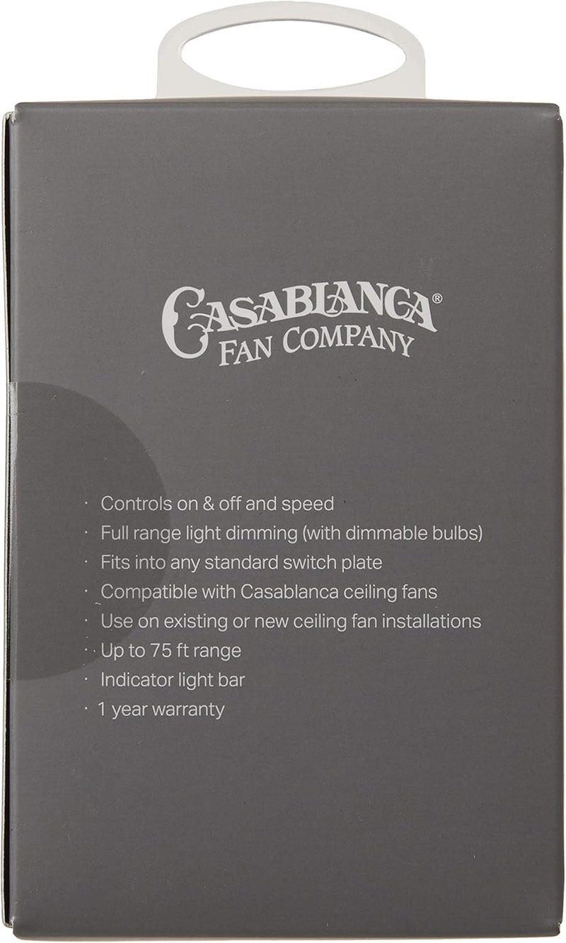 HUNTER Casablanca Universal Ceiling Fan Wall Control Switch - & Casablanca Fan Light Switch, 4 Speed Control, Full Range Light Dimmer, Indoor Use - 99195, White - Image 3