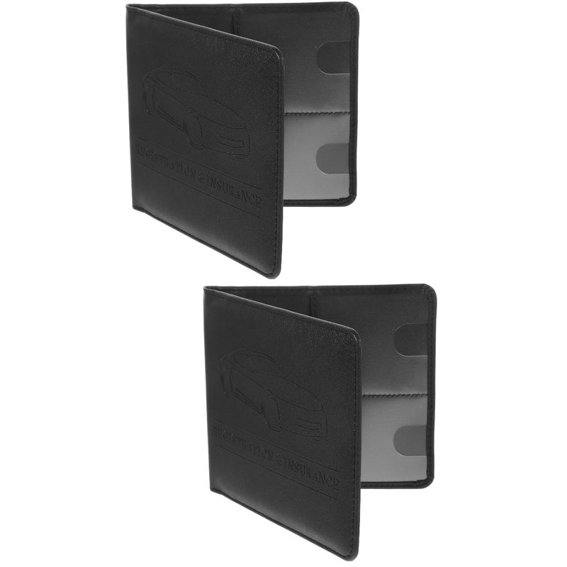 2pcs Car Registration and Insurance Card Holder Document Wallet PU Manual Folder Car Paperwork Organizer - Image 1
