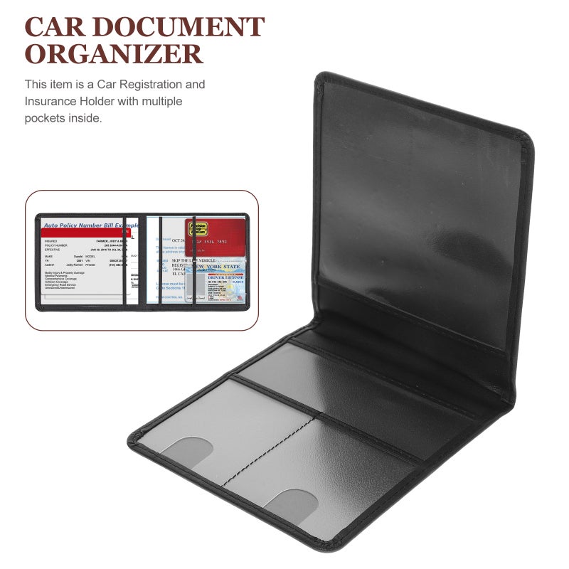 2pcs Car Registration and Insurance Card Holder Document Wallet PU Manual Folder Car Paperwork Organizer - Image 2