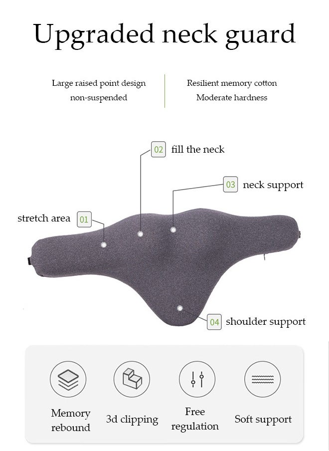 DUNISO Car neck pillow, multifunctional memory cotton lumbar support pillow, headrest，with adjustable webbing and buckle, pressure relief and breathable, suitable for home office and driving, 67 * 10 * 27.5cm (grey) ﻿  - Image 3