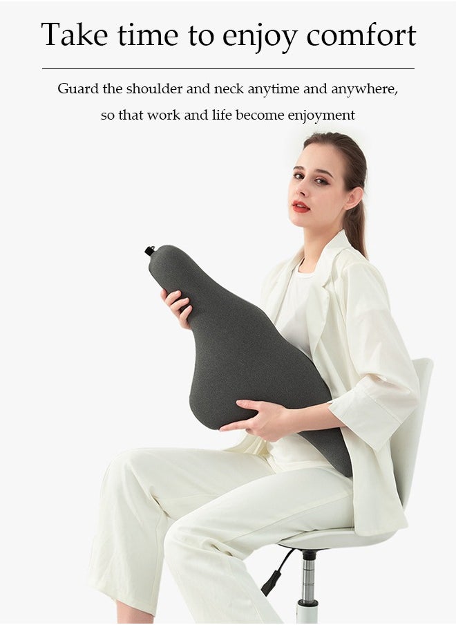 DUNISO Car neck pillow, multifunctional memory cotton lumbar support pillow, headrest，with adjustable webbing and buckle, pressure relief and breathable, suitable for home office and driving, 67 * 10 * 27.5cm (grey) ﻿  - Image 4