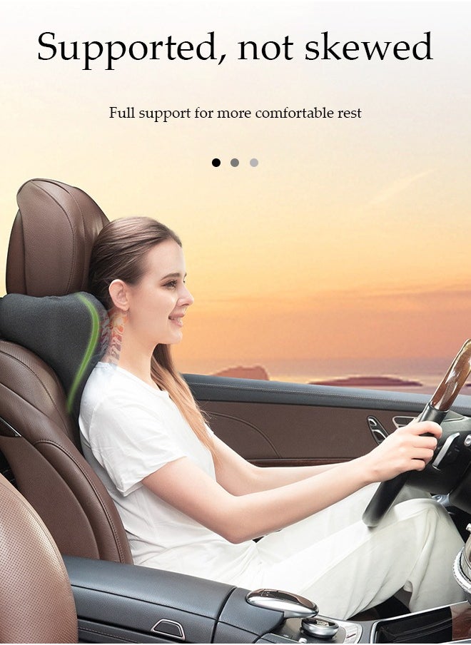 DUNISO Car neck pillow, multifunctional memory cotton lumbar support pillow, headrest，with adjustable webbing and buckle, pressure relief and breathable, suitable for home office and driving, 67 * 10 * 27.5cm (grey) ﻿  - Image 2