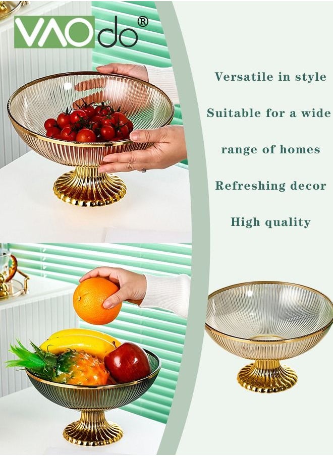VAOdo - Fruit Bowl Modern Creative Transparent Amber Plastic Fruit Basket Decorative Serving Dish Fruits Snacks Vegetables Display for Kitchen Table Decoration - Image 1