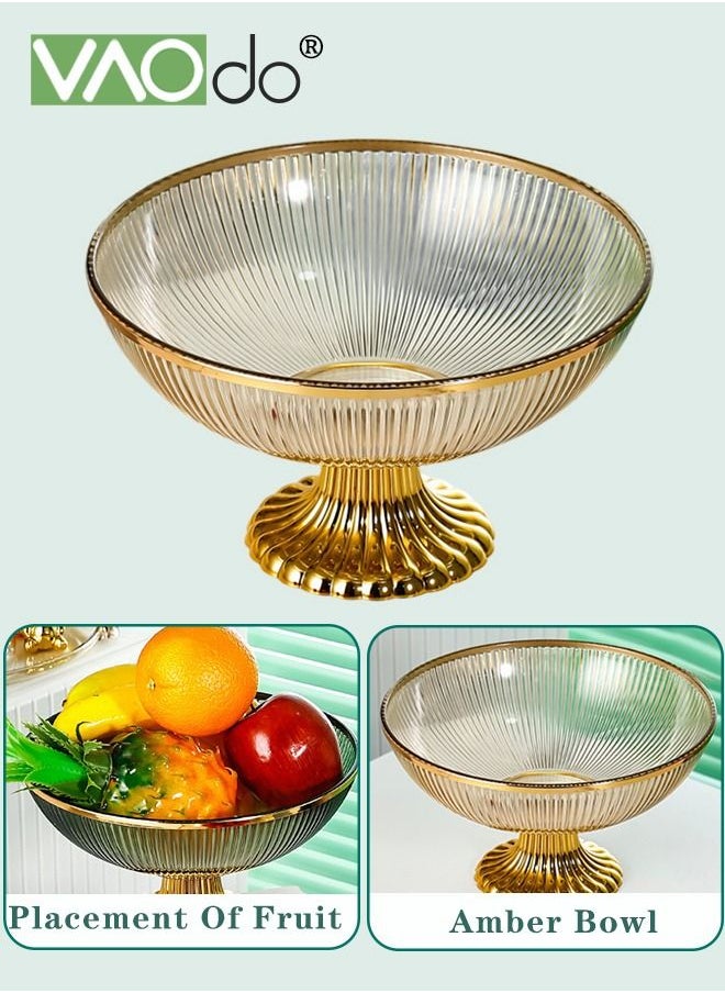 VAOdo - Fruit Bowl Modern Creative Transparent Amber Plastic Fruit Basket Decorative Serving Dish Fruits Snacks Vegetables Display for Kitchen Table Decoration - Image 1