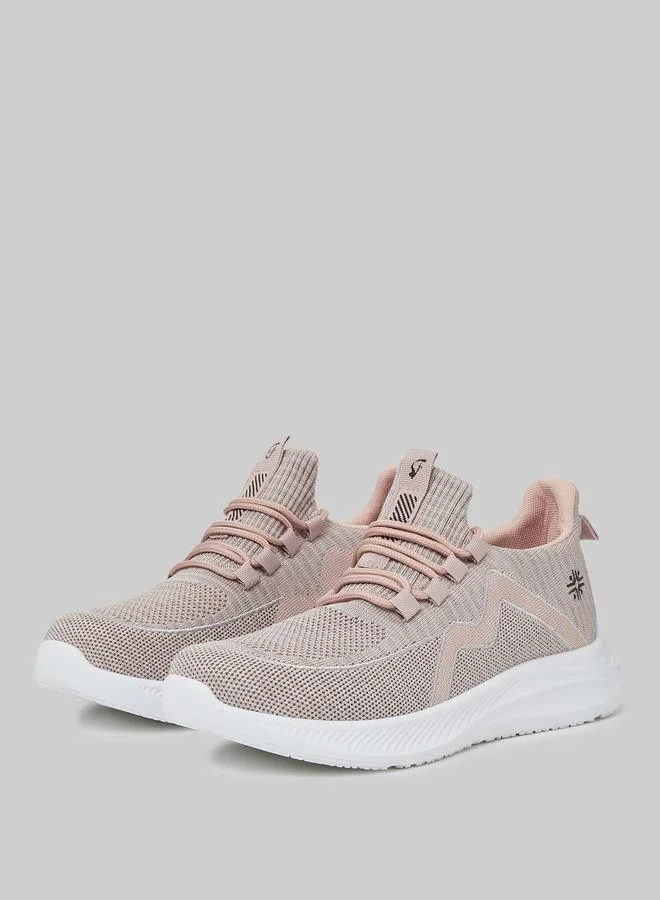Styli Pink Bungee Lace Knit Sneakers
