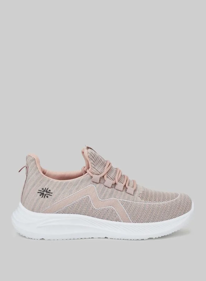 Styli Pink Bungee Lace Knit Sneakers