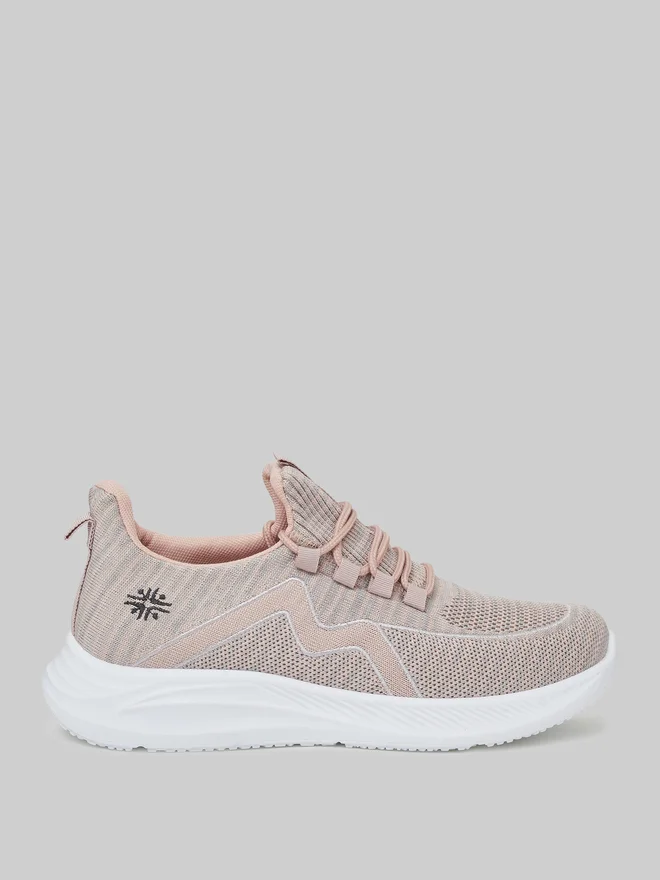 Styli Pink Bungee Lace Knit Sneakers