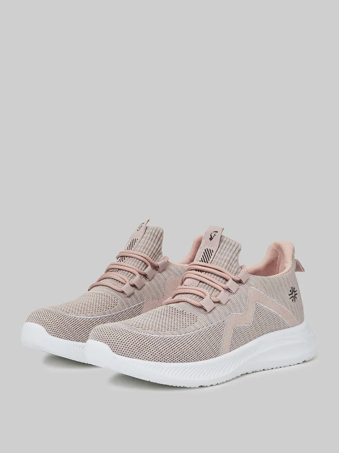 Styli pink Styli Pink Bungee Lace Knit Sneakers for Women | Best Price UAE