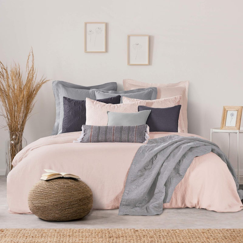 Levtex Home - 100% Linen - Euro Sham - Washed Linen - Blush - Sham Size (26x26in.), No Insert - Image 3