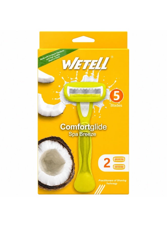 Wetell Comfortglide Spa Breeze Women Yellow Razor WT202521 (Set of 1 Handle & 2 Blades) - Image 1