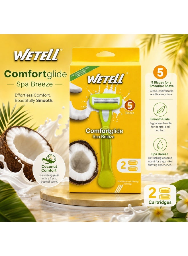 Wetell Comfortglide Spa Breeze Women Yellow Razor WT202521 (Set of 1 Handle & 2 Blades) - Image 3