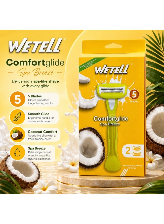 Wetell Comfortglide Spa Breeze Women Yellow Razor WT202521 (Set of 1 Handle & 2 Blades) - Image 4