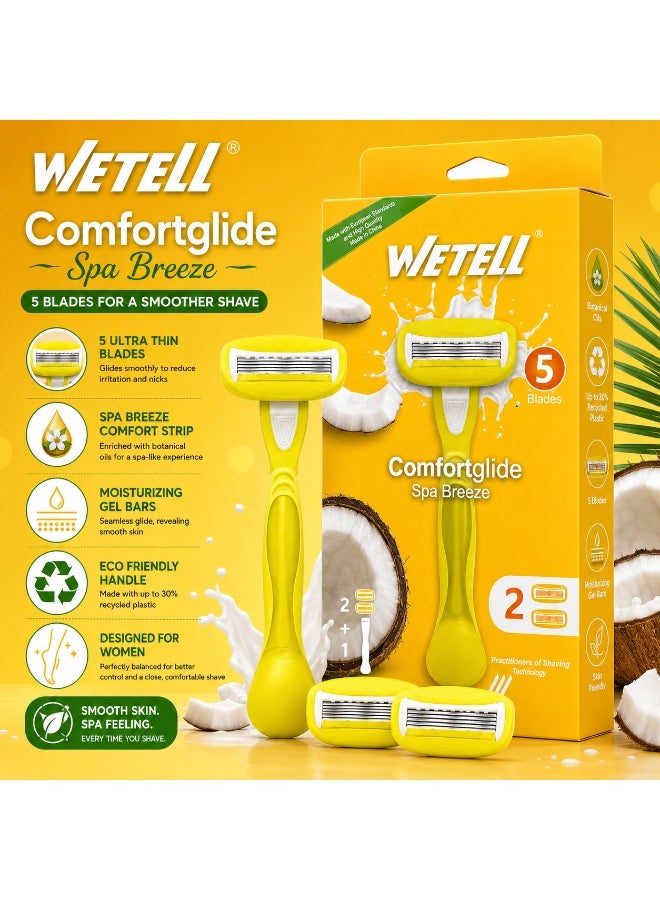 Wetell Comfortglide Spa Breeze Women Yellow Razor WT202521 (Set of 1 Handle & 2 Blades) - Image 5