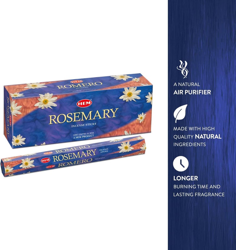 HEM Rosemary Incense Sticks - Box of Six Hexagonal Tubes with 20 Sticks Each - Image 5