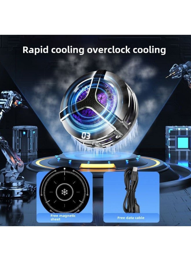 Mobile Phone Radiator Magnetic Belt Back Clip Mute Live Semiconductor Tablet Game Chicken Cooling Tool-Product Color:S9 Mobile Phone Radiator (digital Display Two-speed Adjustment)-black  - Image 1