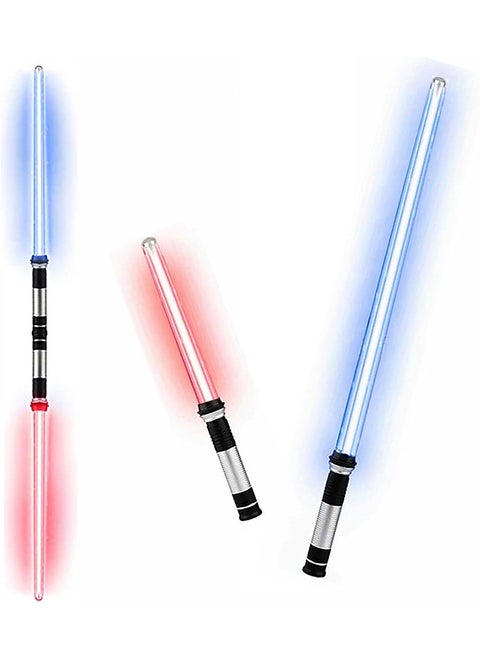 2PCS LED Flashing Lightsaber with Sound Motion Sensitive Retractable Spliced 7 RGB Color Changeable Party Birthday Kids Gift