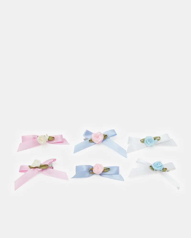 REDTAG Girls Assorted Embellished Hair Clip Set (Pack of 6)