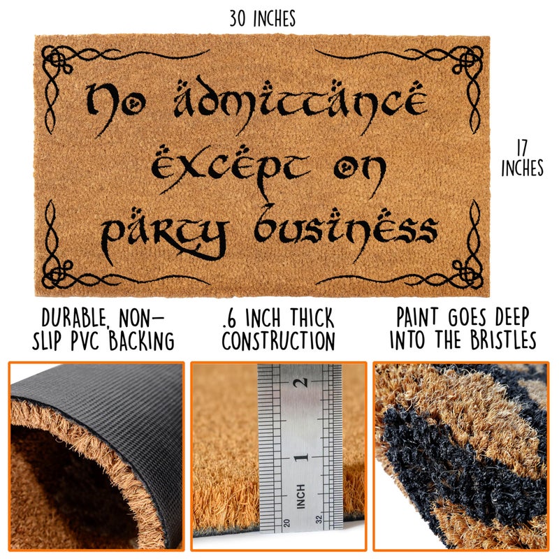 MAINEVENT No Admittance Except On Party Business Door Mat Outdoor 30x17 Inch, Nerd Welcome Mat Outside Entrance for Covered Porch or Patio, LOTR Gift - Image 2
