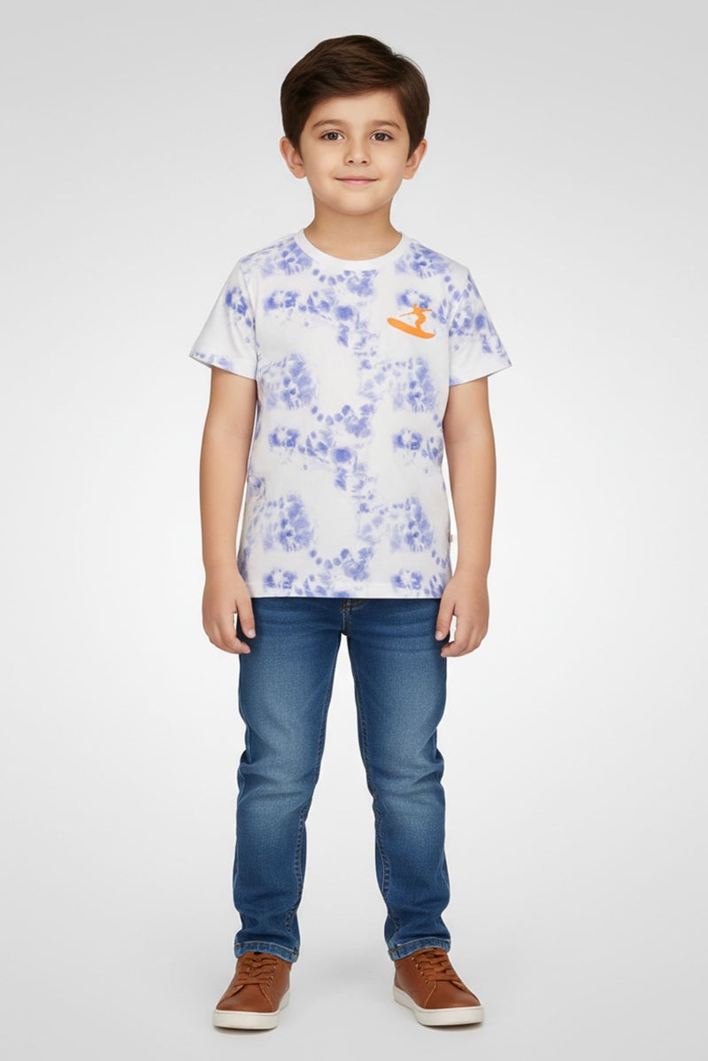 Hamleys Toddlers Boy Crew Neck Short Sleeve Tie Dye T-Shirt, Multicolor - Image 1