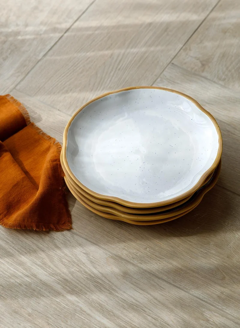 Curate Home Sky Dinner Plates White - Set of 4 -  Ceramic Stoneware