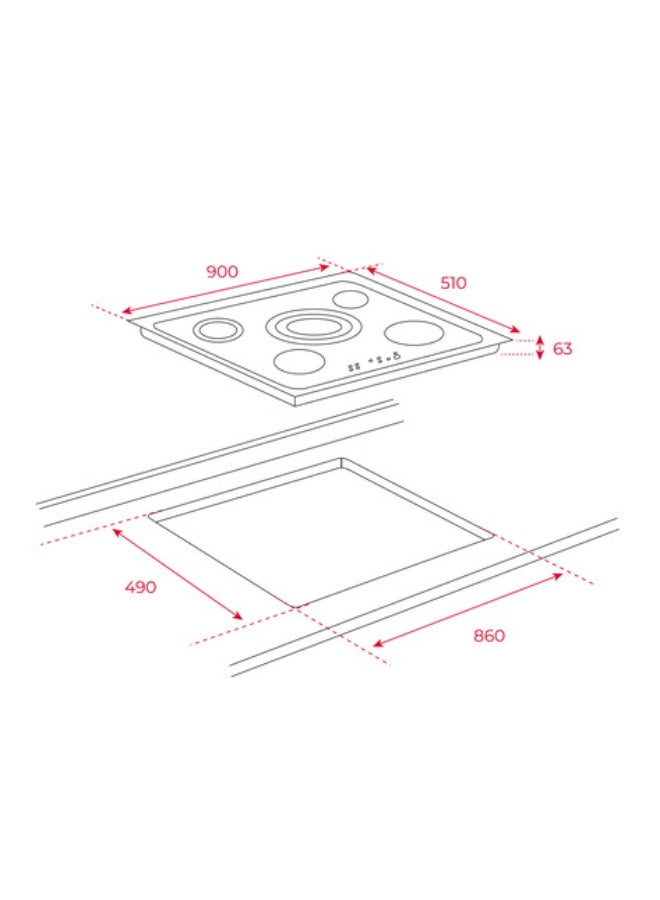 TEKA Built-in 90 cm Vitroceramic Hob With 5 Zones And Touch Control TR 951 10210002 Black - Image 3