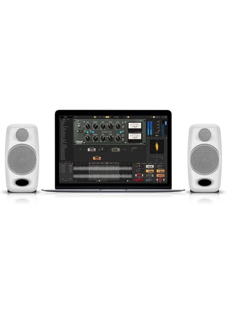 IK Multimedia - IK Multimedia iLoud Micro Monitor Pair - Ultra-compact Monitor System with 2 x 25W Powered Reference Speakers with 3" Drivers, 3/4" Silk Dome Tweeters, and BlueTooth Connectivity - White - Image 1