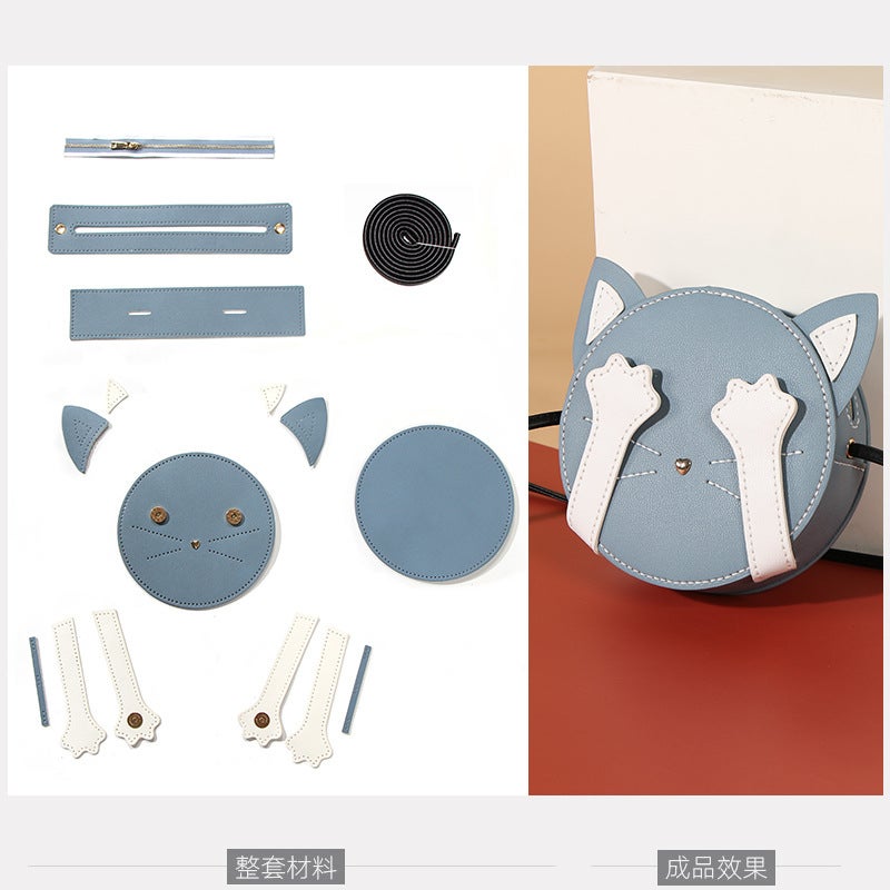 Handmade Diy Bag For Students, Fashionable K-Style, Cross-Body Cute Gift, Kitten Weaving Diy Material Bag - Image 1