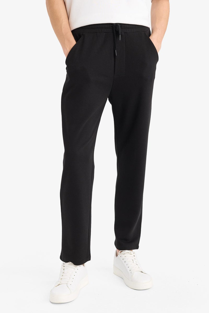 DeFacto Black Man Regular Fit Basic Tie Waist Straight Leg Sweatpants Casual - Image 5