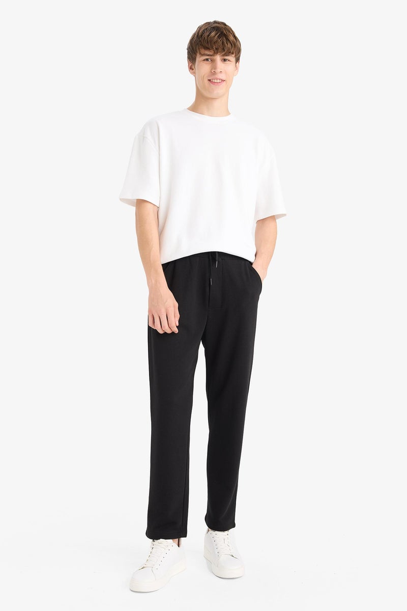 DeFacto Black Man Regular Fit Basic Tie Waist Straight Leg Sweatpants Casual - Image 2