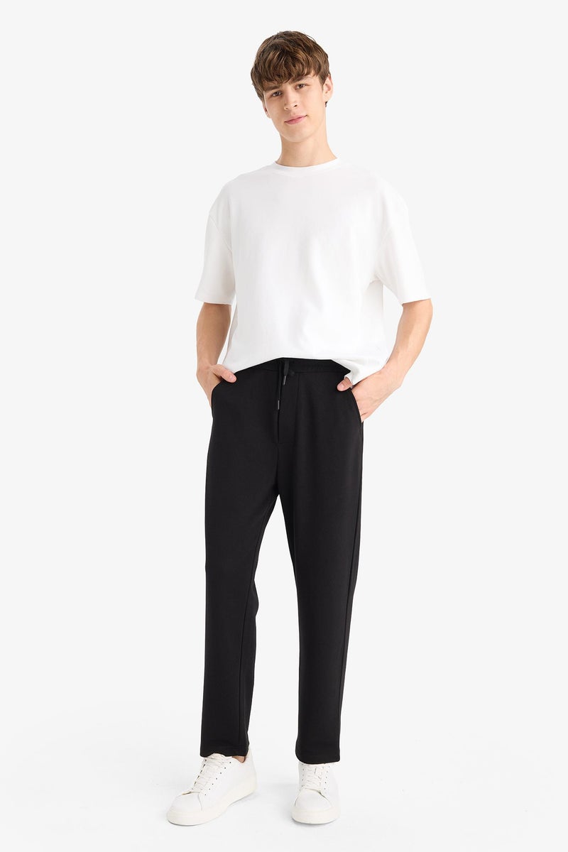 DeFacto Black Man Regular Fit Basic Tie Waist Straight Leg Sweatpants Casual - Image 3