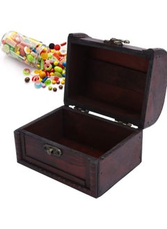 klarako Wooden Treasure Chests, Jewelry Storage Box, Vintage Retro Wooden Treasure Chest Square Organizer Trinket Box, for Jewelry Souvenirs Cosmetics, and Candy(01)  - Image 1