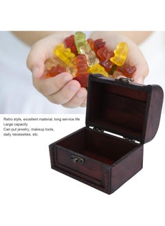 klarako Wooden Treasure Chests, Jewelry Storage Box, Vintage Retro Wooden Treasure Chest Square Organizer Trinket Box, for Jewelry Souvenirs Cosmetics, and Candy(01)  - Image 2