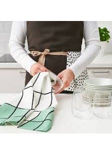 Graidient span Graidient span RINNIG Tea Towel whitegreenpatterned45x60 cm 18x24 Pack of 4  - Image 2