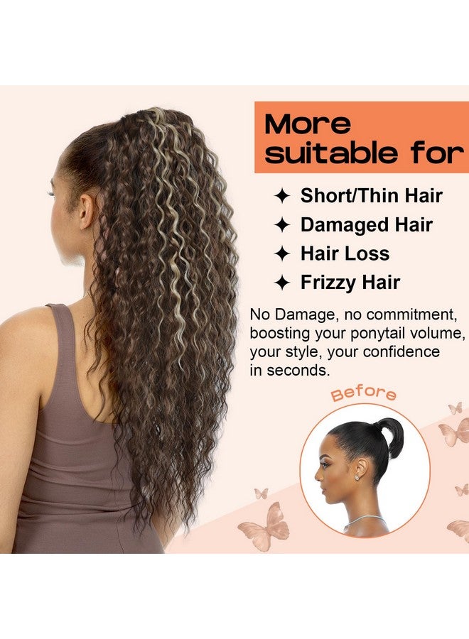 SEIKEA Highlight Drawstring Ponytail Extension, PT005 Isabella 26" Long Bohemian Curly Pony Tail Multi Layered Light Soft Clip in Hair Extensions Ponytail Natural Synthetic Dark Chocolate Brown - Image 5