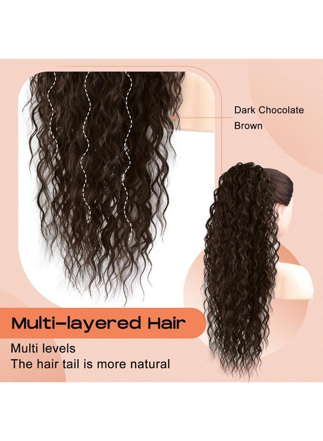 SEIKEA Highlight Drawstring Ponytail Extension, PT005 Isabella 26" Long Bohemian Curly Pony Tail Multi Layered Light Soft Clip in Hair Extensions Ponytail Natural Synthetic Dark Chocolate Brown - Image 2