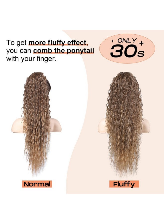 SEIKEA Highlight Drawstring Ponytail Extension, PT005 Isabella 26" Long Bohemian Curly Pony Tail Multi Layered Light Soft Clip in Hair Extensions Ponytail Natural Synthetic Dark Chocolate Brown - Image 3
