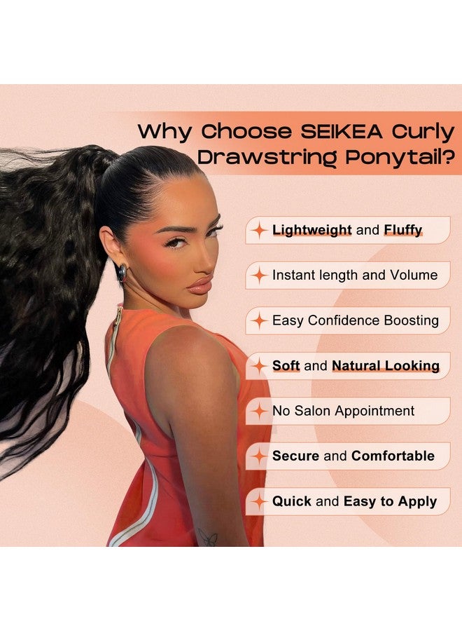 SEIKEA Highlight Drawstring Ponytail Extension, PT005 Isabella 26" Long Bohemian Curly Pony Tail Multi Layered Light Soft Clip in Hair Extensions Ponytail Natural Synthetic Dark Chocolate Brown - Image 4