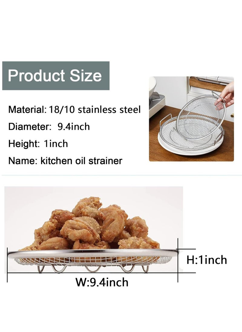 Oasisgalore Stainless Steel Oil Filter Tray with Mesh Basket and Colander for Cooking (Diameter 9.4in)  - Image 3