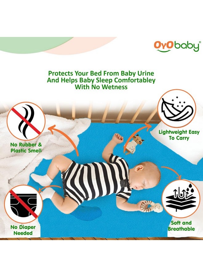 OYO BABY OYO BABY Quickly Dry Super Soft Waterproof and Reusable Mattress Protector, Small (Firoza)  - Image 2