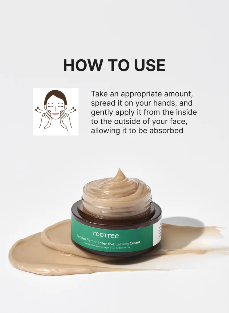 rootree Licorice Blemish Calming Cream - Korean Beauty Skin Care Blemish and Pigmentation Treatment, Brightening, Soothing and Revitalizing