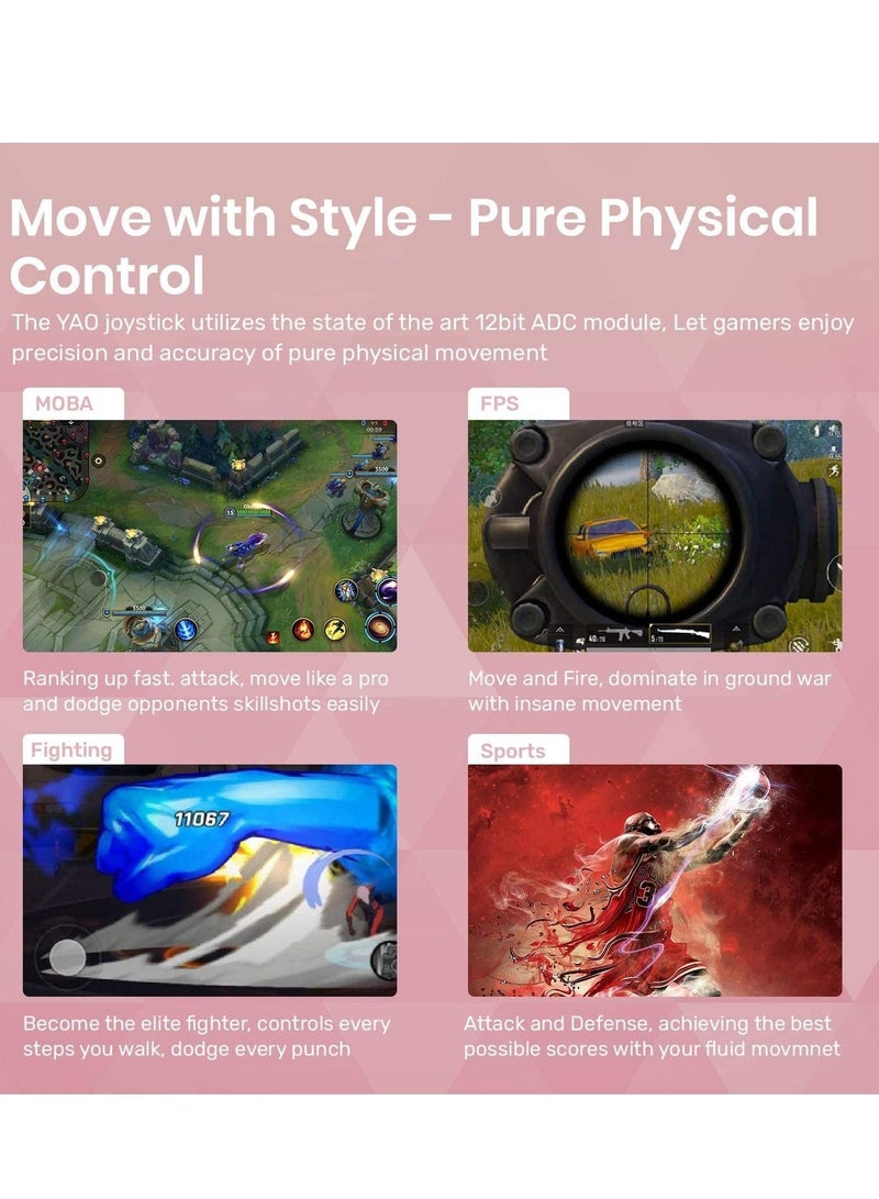 Captaintech For Yao L1 PRO Mobile Game Controller Joystick for iPhone (iOS 13.4 or Later, For iOS Mobile Games), Gaming Gamepad Compatible with PUBGG Mobile, Call of Duty Mobile(CODM), Genshin Impact (Pink) - Image 2