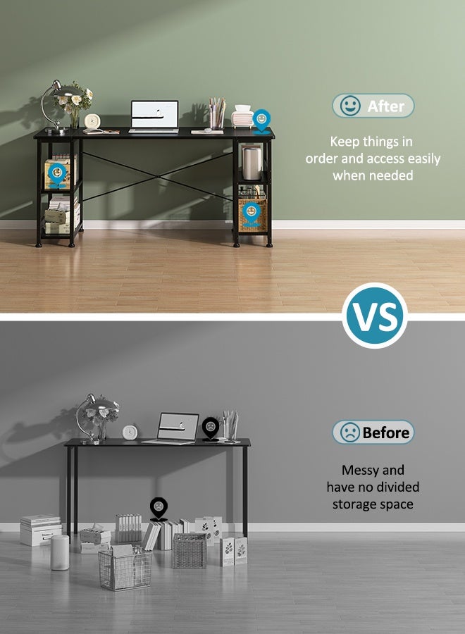 Harlan Study Table with Bookshelves, 150cm Spacious Desktop, Carbon Fiber Desktop Gaming Table, Computer Desk with Storage & CPU Holder for Home Office Desk, Sturdy & Durable, Black. - Image 5