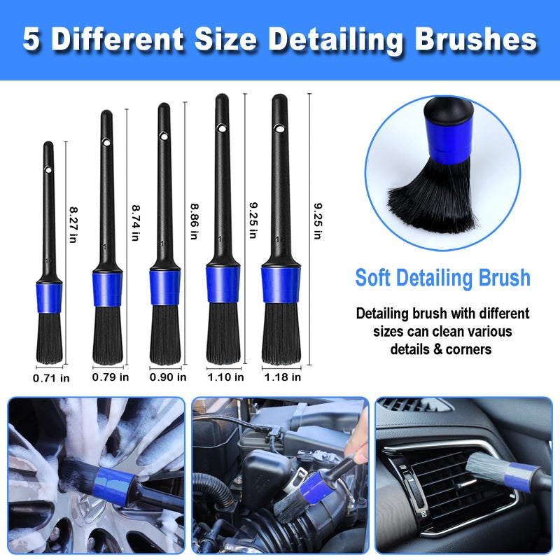 NIKCOSMK 12Pcs Wheel Brush Kit for Cleaning Wheel and Tire, Wheel and Rim Brush, Car Detailing Brushes, Tire Brush, Bendable & Durable Car Wheel Rim Cleaner Brush Set,Car Detailing Cleaning Brush Supplies Kit - Image 5