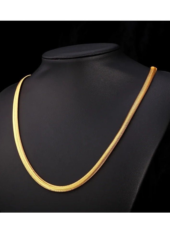 18k Gold plated 5mm Flat Snake Chain Choker Necklaces for Man  - Image 1