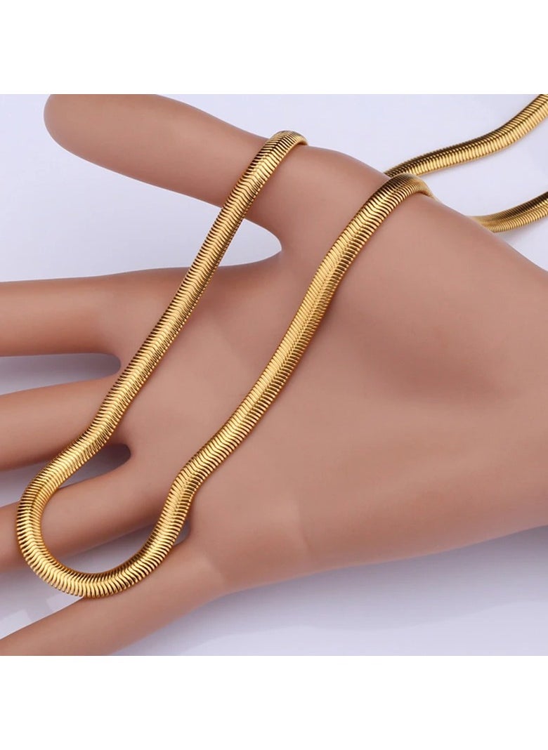 18k Gold plated 5mm Flat Snake Chain Choker Necklaces for Man  - Image 3