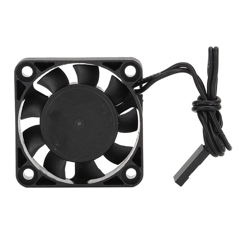 مروحة تبريد RC من الحديد والبلاستيك خفيفة الوزن سريعة التسارع مبرد محرك RC مقاس 40 × 40 مم أسود للسيارات النادرة 1/10 طراكس 7.4 فولت - Image 1