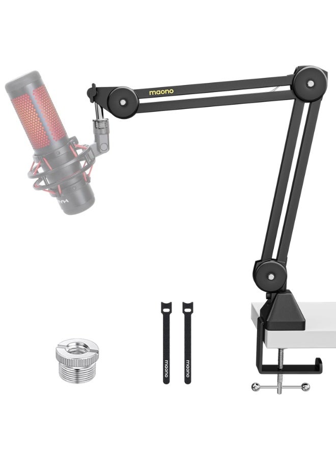 MAONO Heavy Duty Adjustable Metal Microphone Boom Arm with Upgraded Desk Clamp and 3/8" to 5/8" Adapter - Image 1