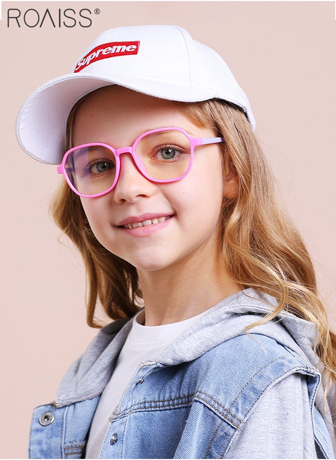 roaiss Kids Blue Light Blocking Glasses, Anti Eyestrain Computer Glasses, Gaming Eyewear UV400 Protection with Light Weight TR90 Frame for Boys Girls and Children Age 3-12, Pink and Purple  - Image 2