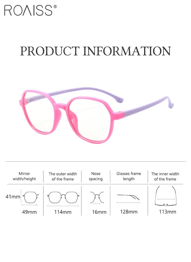 roaiss Kids Blue Light Blocking Glasses, Anti Eyestrain Computer Glasses, Gaming Eyewear UV400 Protection with Light Weight TR90 Frame for Boys Girls and Children Age 3-12, Pink and Purple  - Image 4