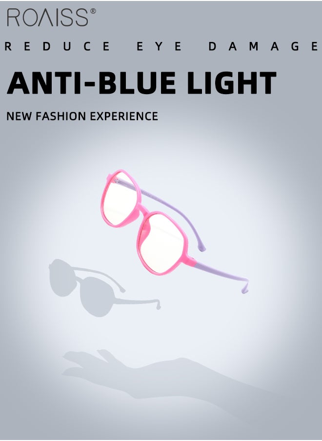 roaiss Kids Blue Light Blocking Glasses, Anti Eyestrain Computer Glasses, Gaming Eyewear UV400 Protection with Light Weight TR90 Frame for Boys Girls and Children Age 3-12, Pink and Purple  - Image 3